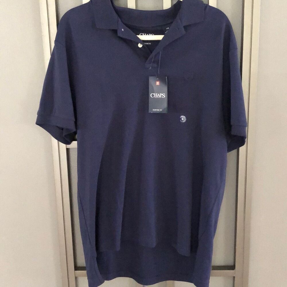 NWT Chaps custom fit, navy polo shirt, short sleeve, size L